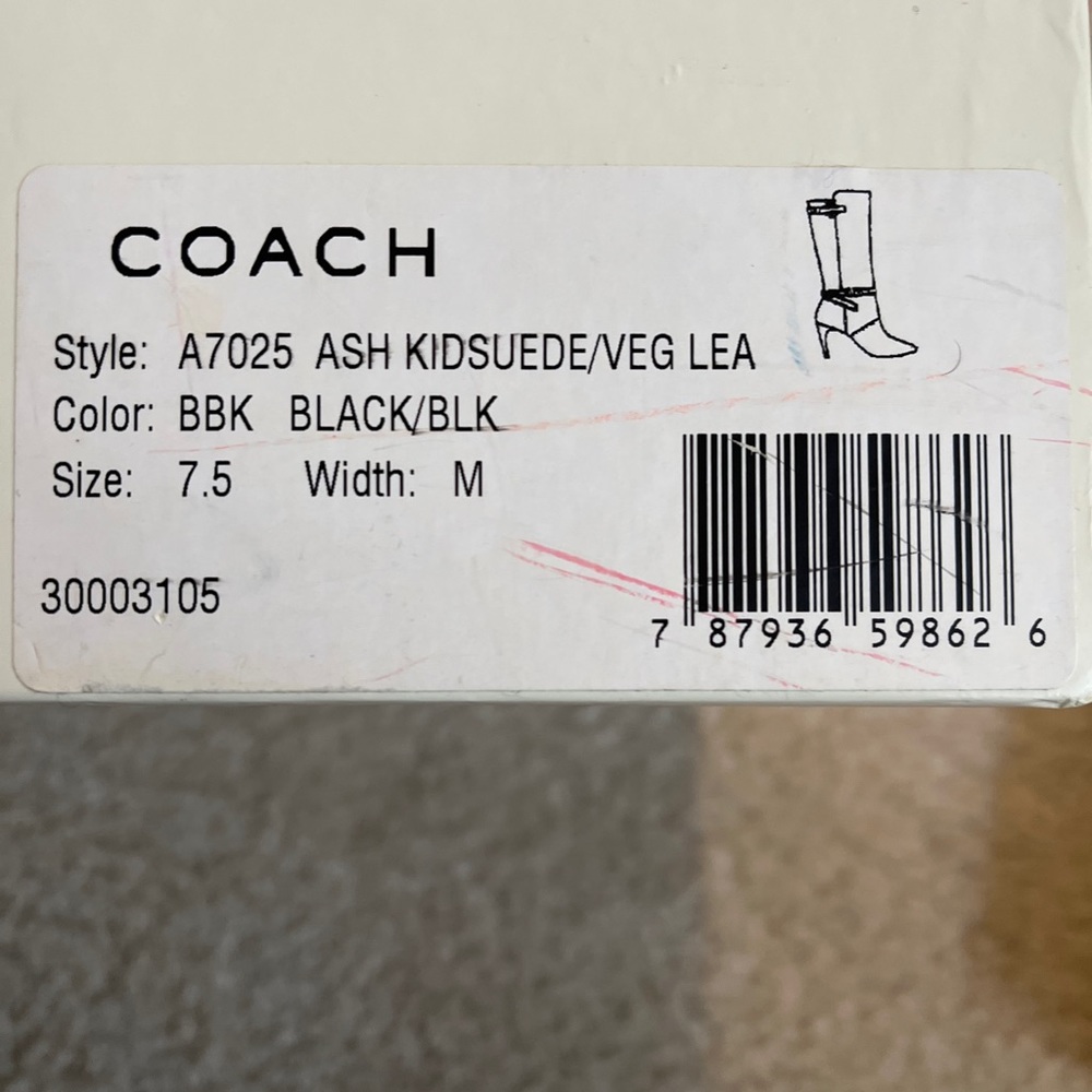 COACH Ash Women's Black Suede Knee High boots Size 7.5 - Picture 6 of 9